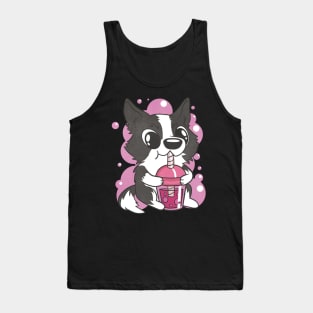 Border collie dog bubble tea Tank Top